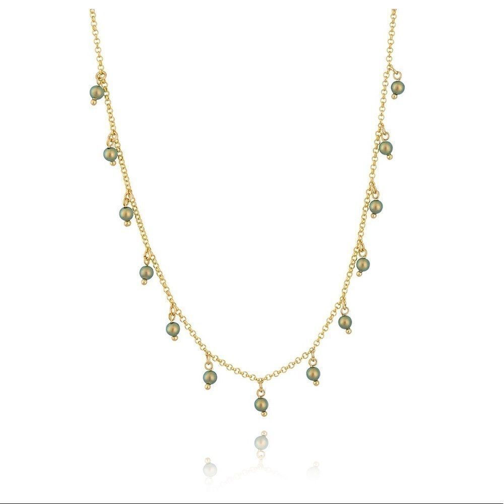 Chocker Swarovski pearls green in a gold plated necklace